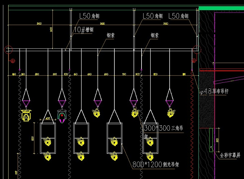 宴會(huì)廳燈光立面安裝示意圖